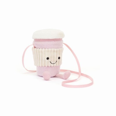 Jellycat Coffee-To-Go Pink Bag UK | 07593BOIY